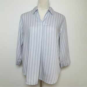 Uniqlo Rayon Skipper Collar Stripe Blouse 3/4 Sleeve Women’s Size Small